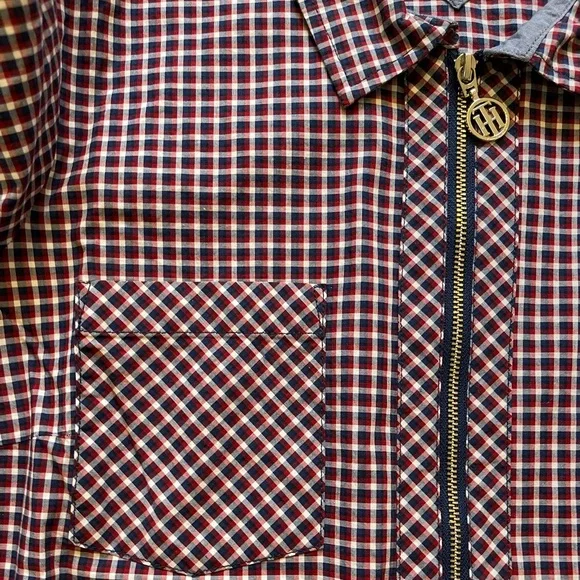 Tommy Hilfiger Woman’s Zip Up Plaid Blouse. Size Large. NWOT - Picture 4 of 11